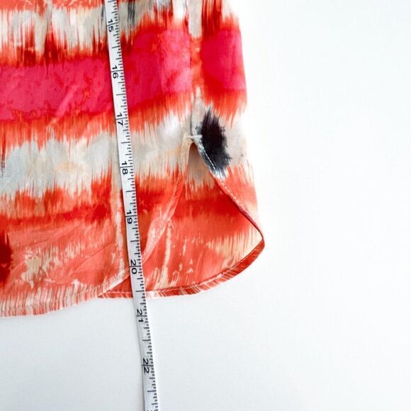 Banana Republic Women's Mini Skirt Silk Tie Dye Pull On Orange Unlined Size 10 - Picture 5 of 8